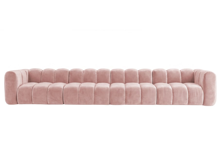 Wygodna modułowa sofa Velis 6-osobowa w kolorze różowym, welur 3