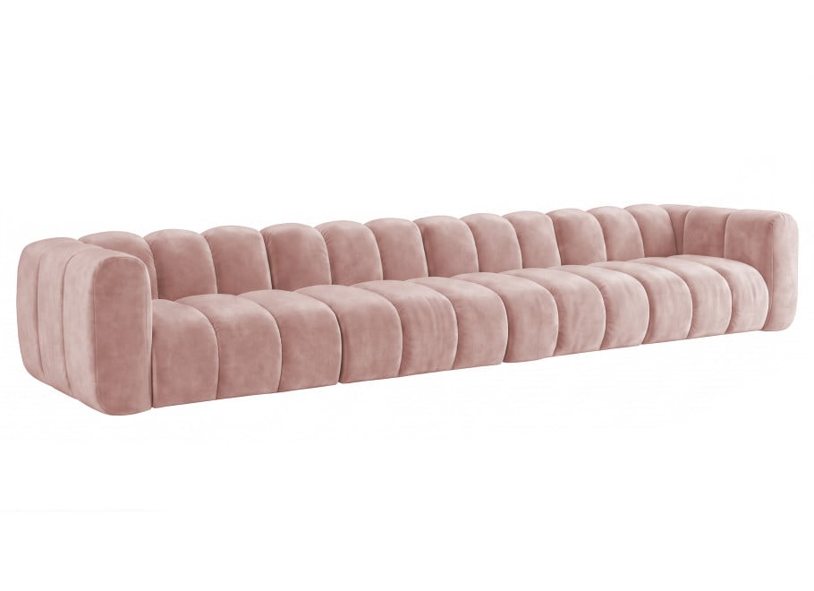 Wygodna modułowa sofa Velis 6-osobowa w kolorze różowym, welur 2