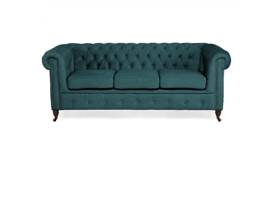 Sofa trzyosobowa z funkcją spania pikowana Chesterfield VINCENT