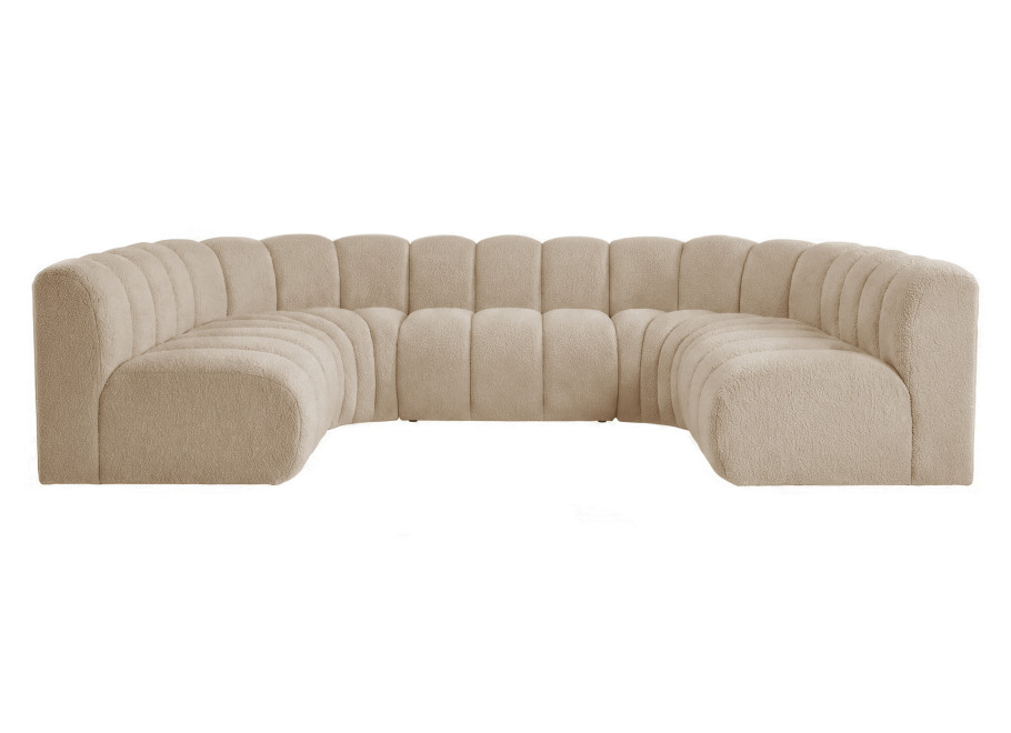 Wygodna 6-osobowa sofa Velis w kolorze beżowym, boucle 3