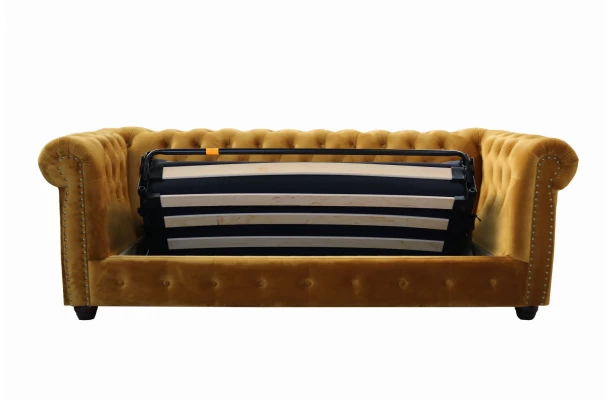 Sofa trzyosobowa z funkcją spania pikowana Chesterfield VINCENT - design i funkcjonalnosc w parze