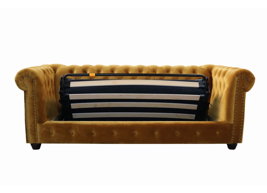 Sofa trzyosobowa z funkcją spania pikowana Chesterfield VINCENT