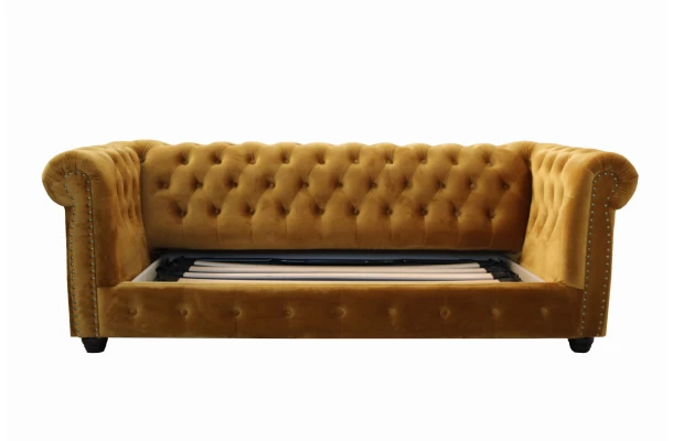 Sofa trzyosobowa z funkcją spania pikowana Chesterfield VINCENT - design i funkcjonalnosc w parze