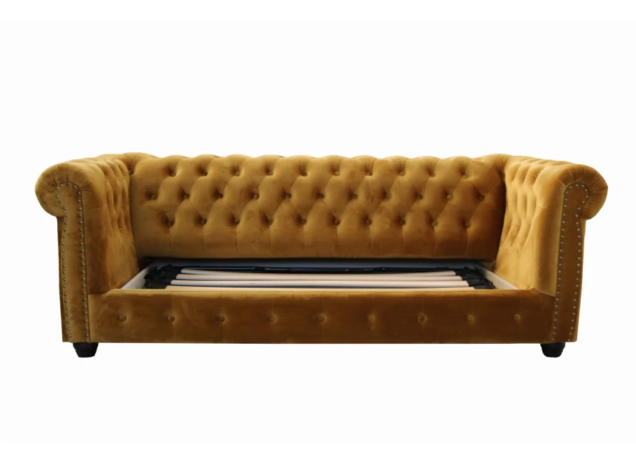 Sofa trzyosobowa z funkcją spania pikowana Chesterfield VINCENT