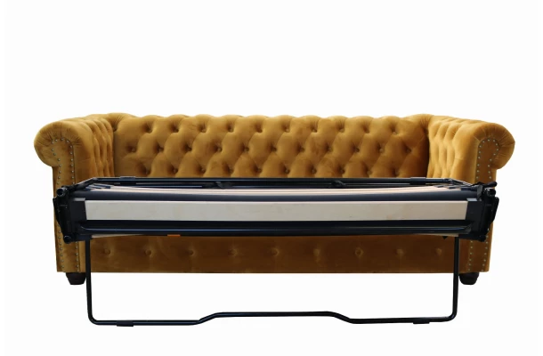 Sofa trzyosobowa z funkcją spania pikowana Chesterfield VINCENT - design i funkcjonalnosc w parze