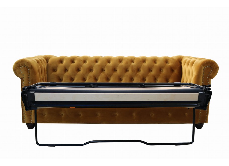 Sofa trzyosobowa z funkcją spania pikowana Chesterfield VINCENT 57
