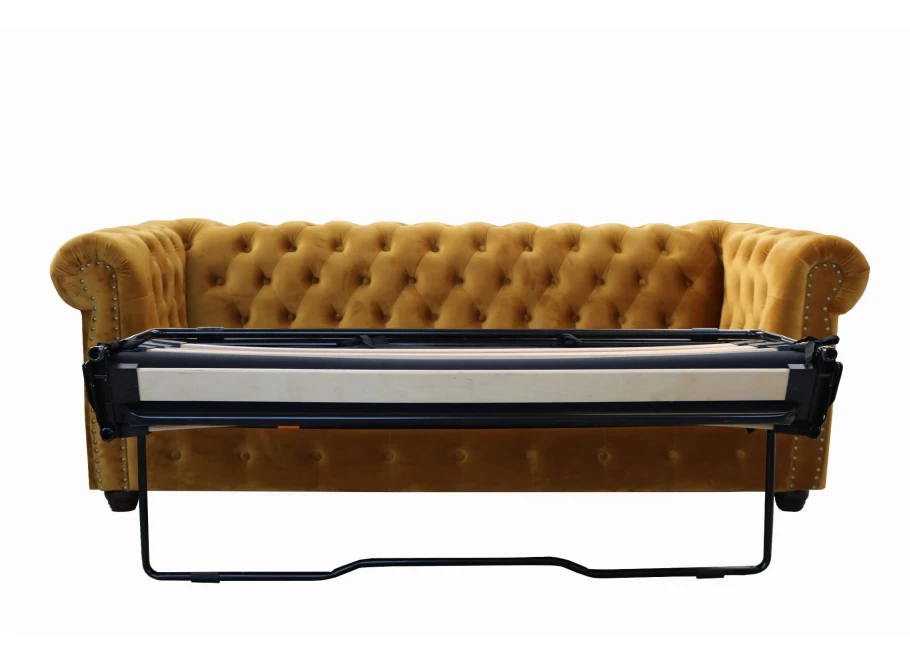 Sofa trzyosobowa z funkcją spania pikowana Chesterfield VINCENT