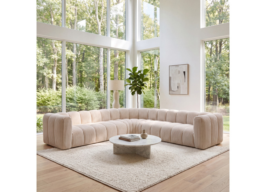 Ekskluzywna sofa Velis 5-osobowa modułowa w kolorze ecru
