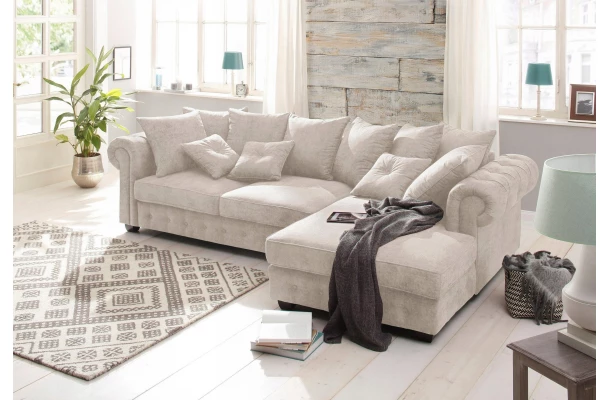 Narożnik czteroosobowy pikowany glamour LUZERN - design i funkcjonalnosc w parze
