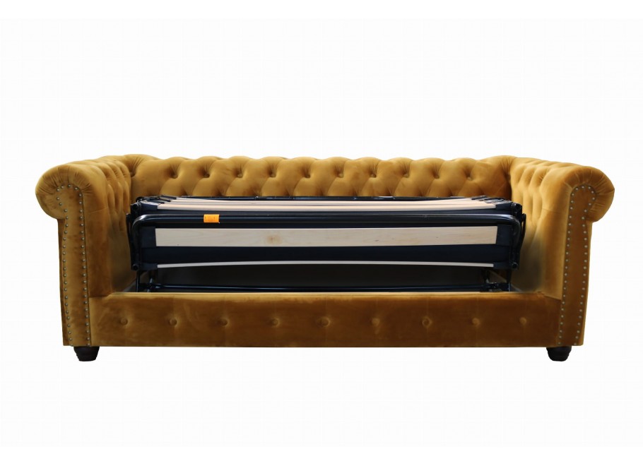 Sofa trzyosobowa z funkcją spania pikowana Chesterfield VINCENT 59