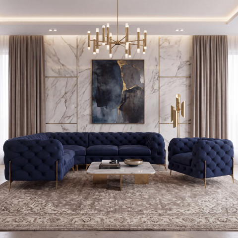 Zestaw mebli Chesterfield TEO HIGH - narożnik 2+E+2 + fotel