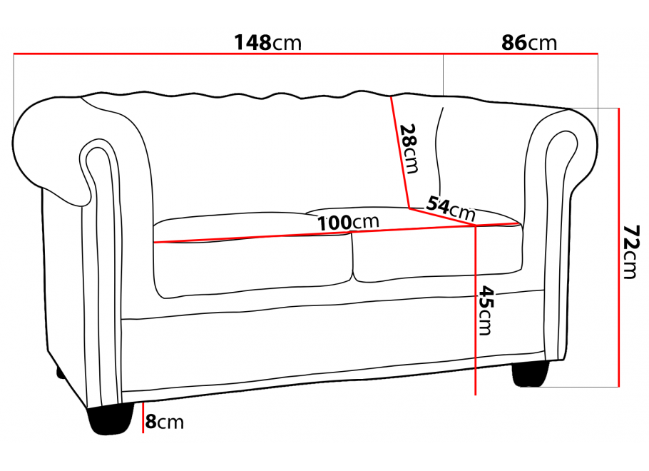 Sofa dwuosobowa z funkcją spania pikowana Chesterfield FELIX 2 27