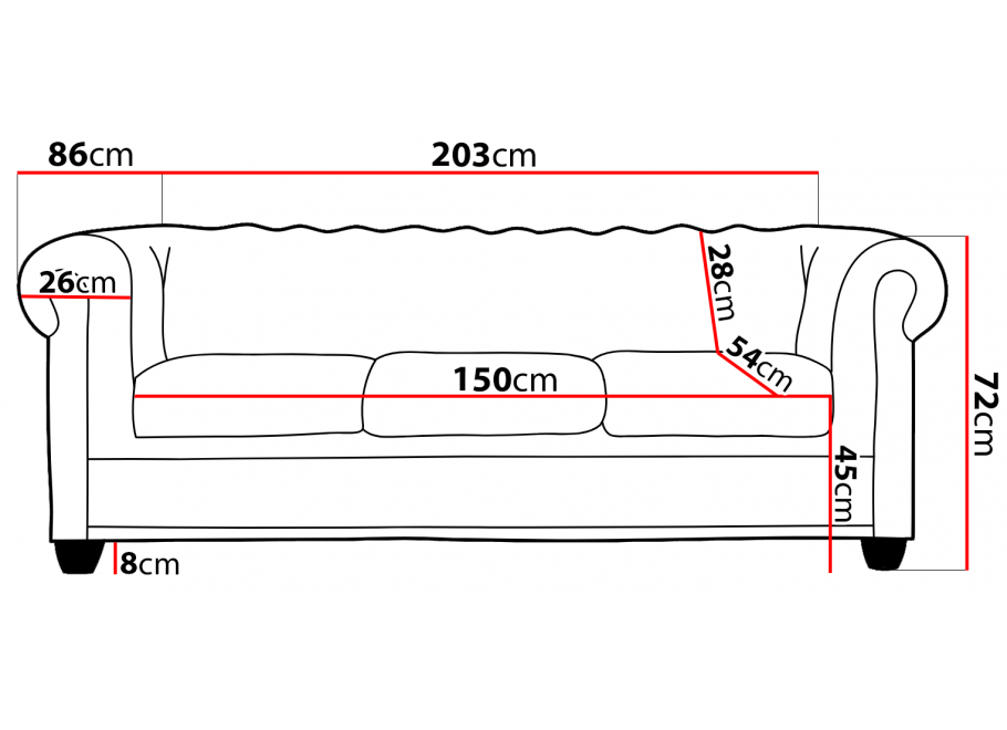 Sofa trzyosobowa pikowana Chesterfield FELIX 3 25