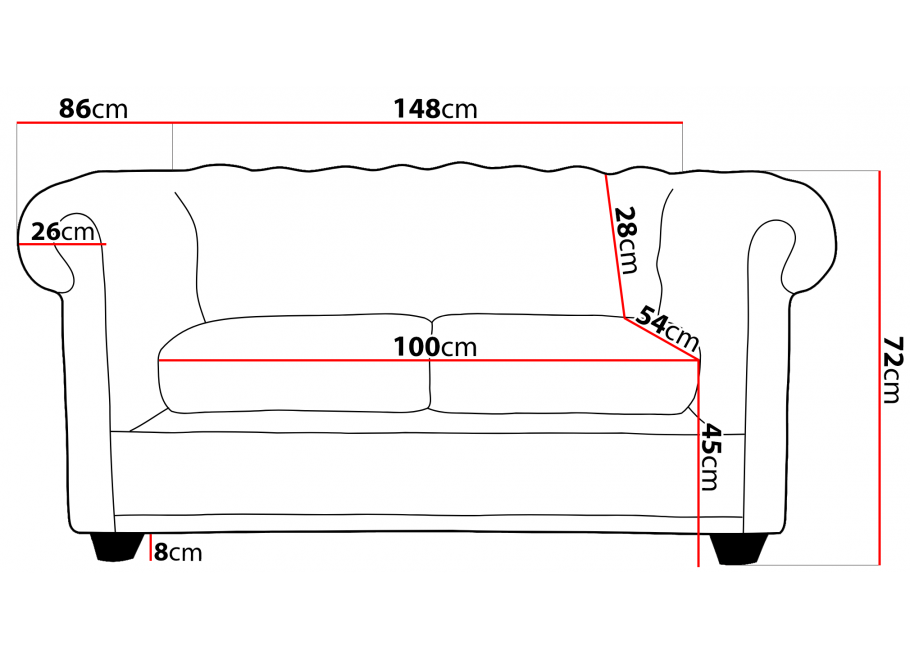 Sofa dwuosobowa z funkcją spania pikowana Chesterfield FELIX BLINK 2 15