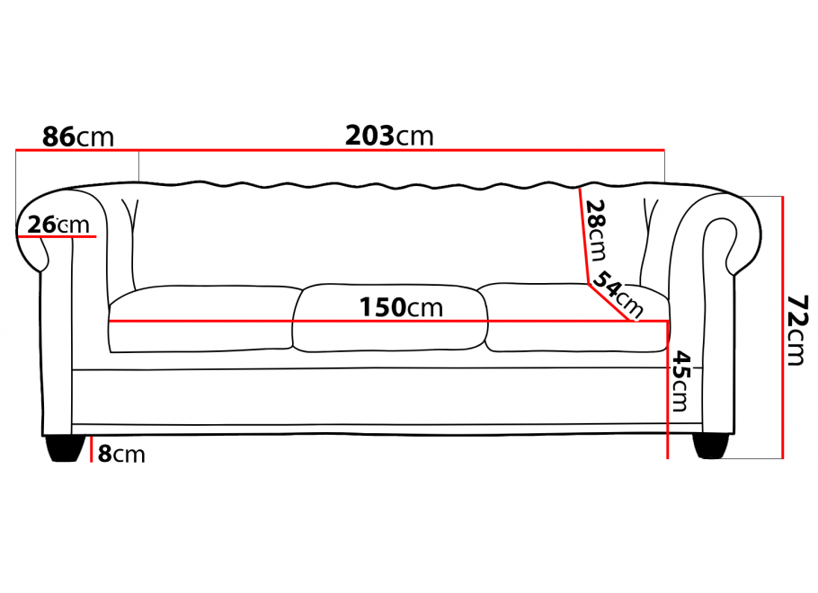 Sofa trzyosobowa pikowana Chesterfield FELIX BLINK 3 24