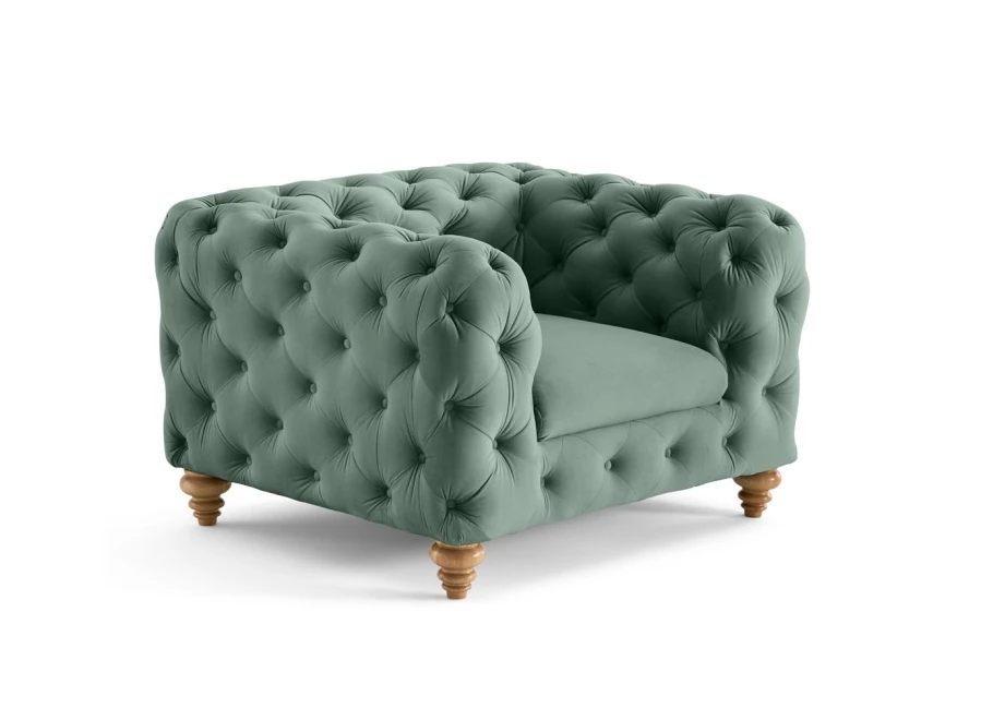 Fotel pikowany TEO WOOD Chesterfield