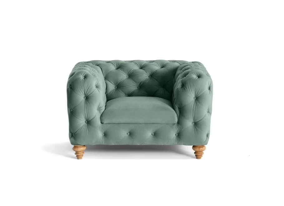 Fotel pikowany TEO WOOD Chesterfield