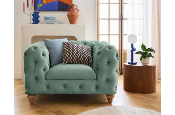 Fotel pikowany TEO WOOD Chesterfield - wygodne