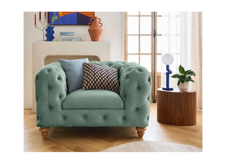 Fotel pikowany TEO WOOD Chesterfield