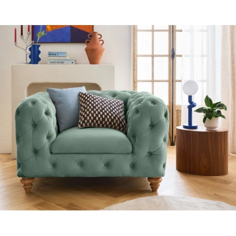 Fotel pikowany TEO WOOD Chesterfield