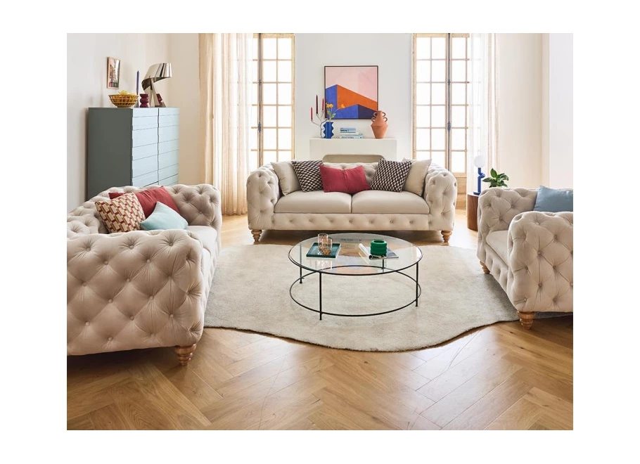 Fotel pikowany TEO WOOD Chesterfield