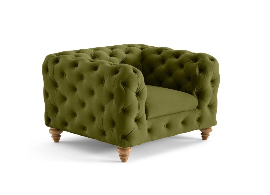 Fotel pikowany TEO WOOD Chesterfield