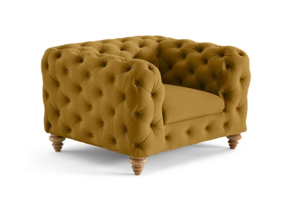 Fotel pikowany TEO WOOD Chesterfield - stylowe