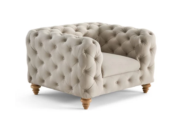 Fotel pikowany TEO WOOD Chesterfield - komfortowe