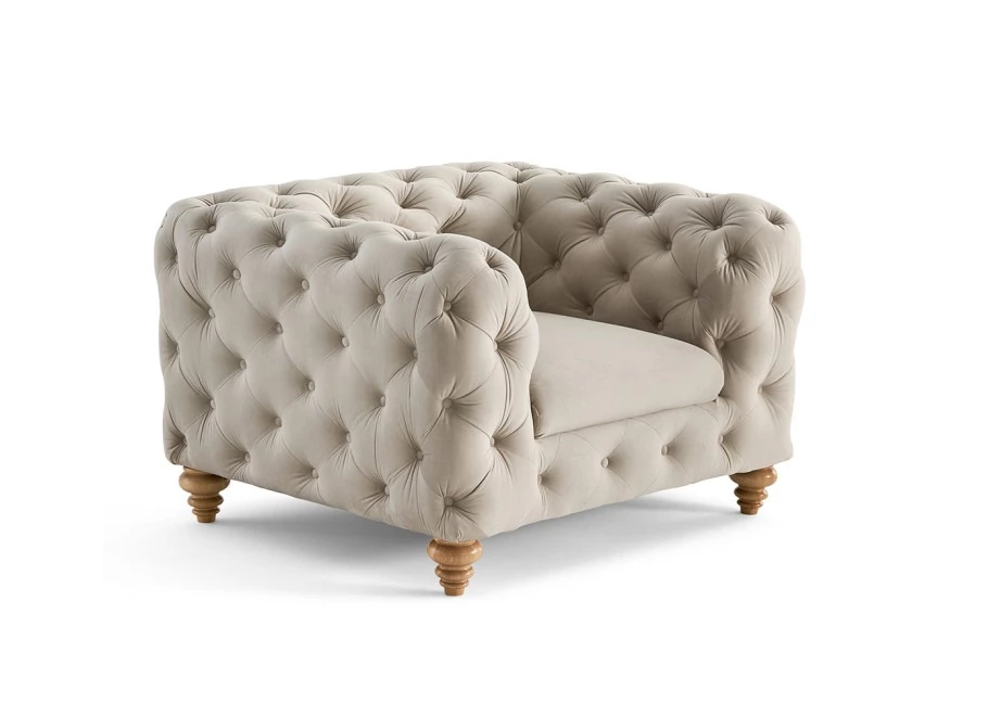 Fotel pikowany TEO WOOD Chesterfield
