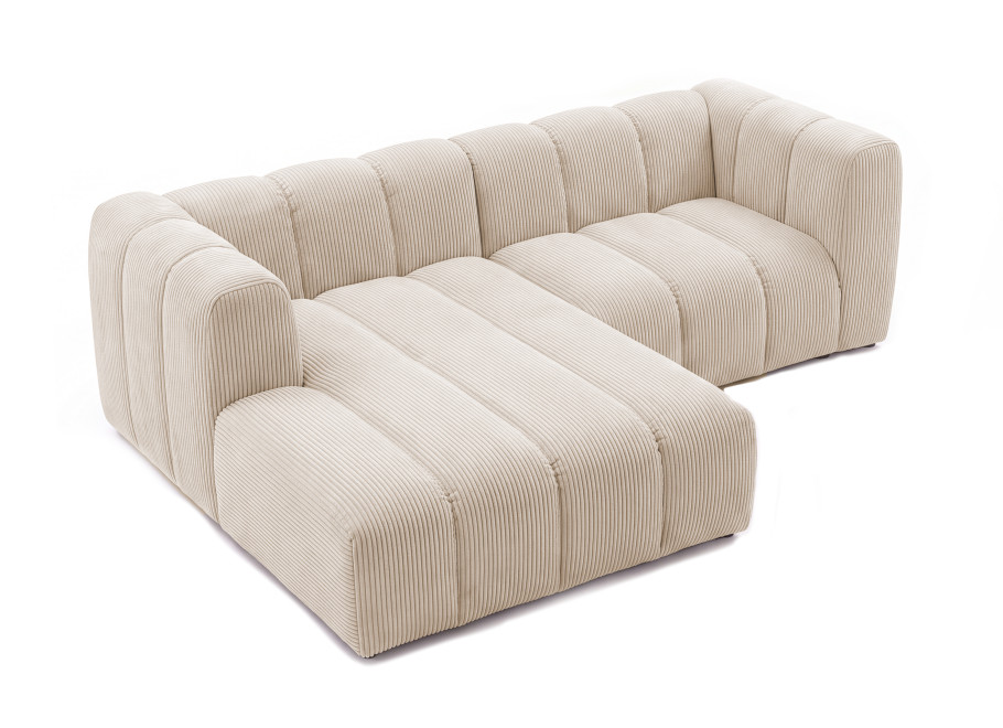 Stylowa sofa wypoczynkowa Velis 3-osobowa w tkaninie sztruks, kremowa 2