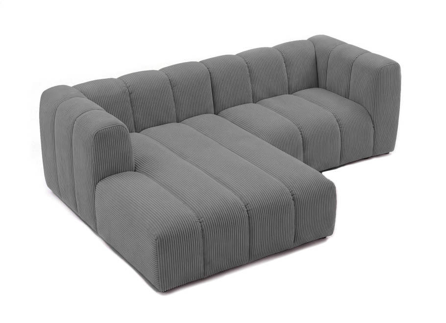 Wygodna sofa wypoczynkowa Velis 3-osobowa w popielatym sztruksie 2