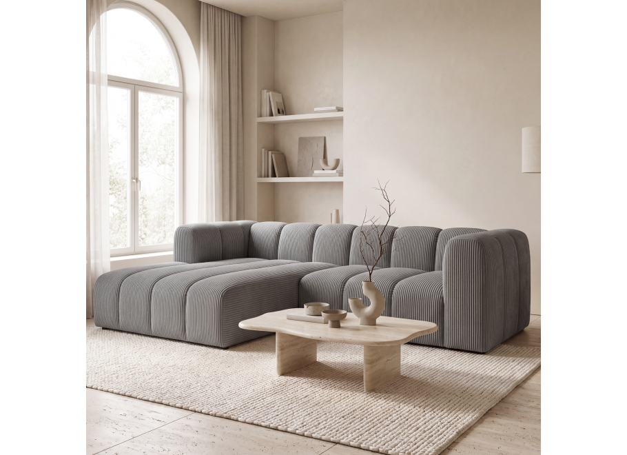 Wygodna sofa wypoczynkowa Velis 3-osobowa w popielatym sztruksie