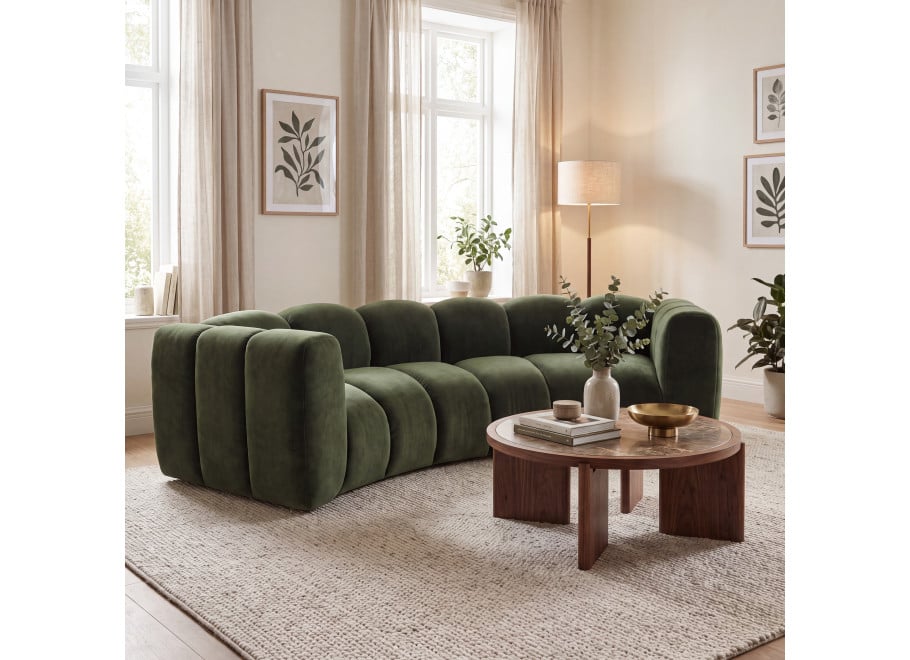 Sofa Velis 2-osobowa welurowa w kolorze zielonym do salonu