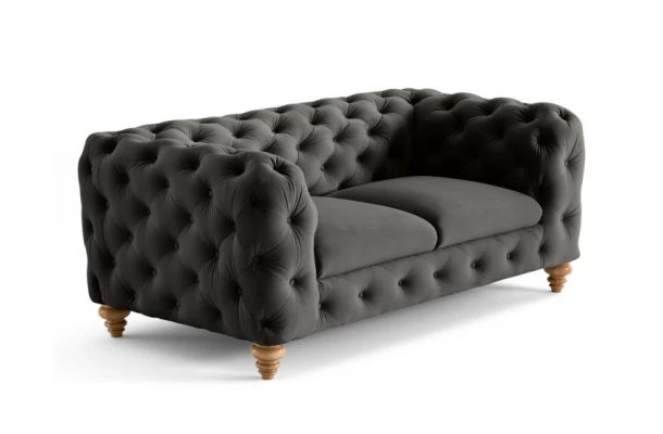 Sofa dwuosobowa pikowana TEO WOOD Chesterfield - stylowe