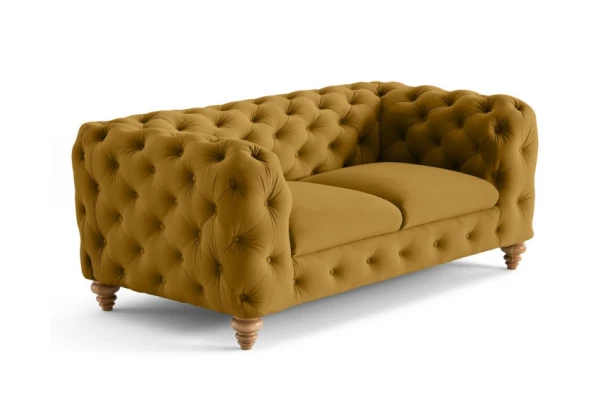 Sofa dwuosobowa pikowana TEO WOOD Chesterfield - wypoczynkowe