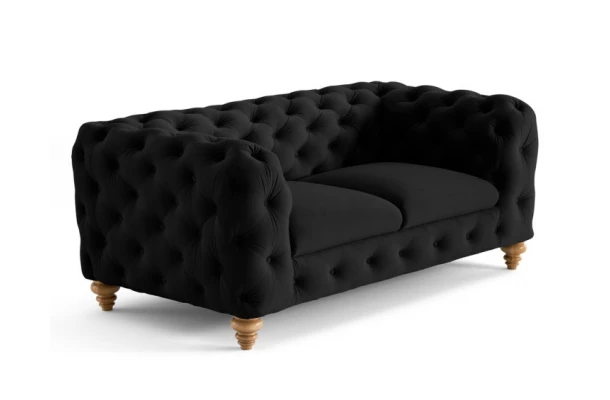 Sofa dwuosobowa pikowana TEO WOOD Chesterfield - eleganckie