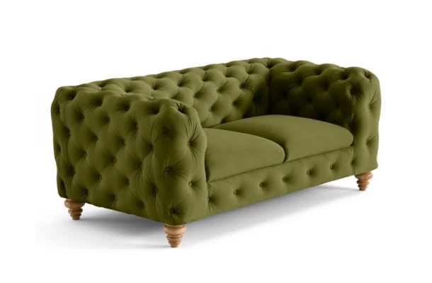 Sofa dwuosobowa pikowana TEO WOOD Chesterfield - wygodne