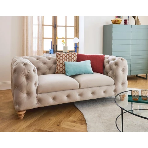 Sofa dwuosobowa pikowana TEO WOOD Chesterfield