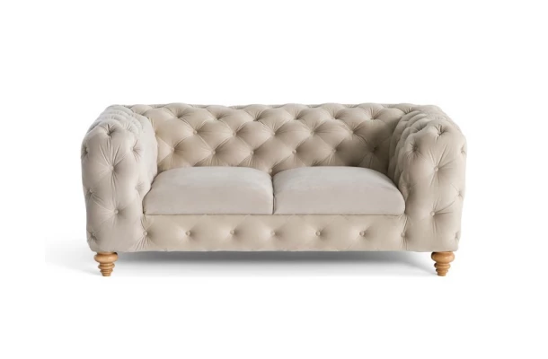 Sofa dwuosobowa pikowana TEO WOOD Chesterfield - designerskie