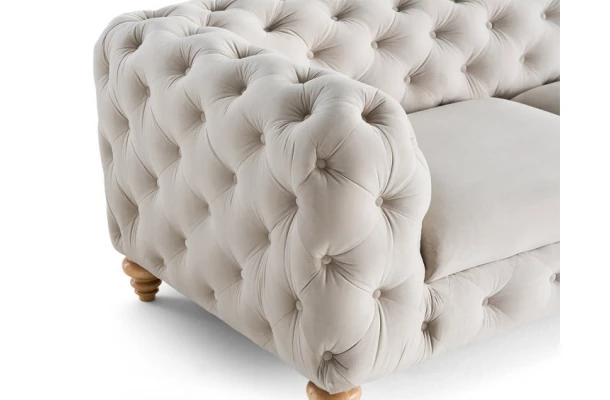 Sofa dwuosobowa pikowana TEO WOOD Chesterfield - praktyczne