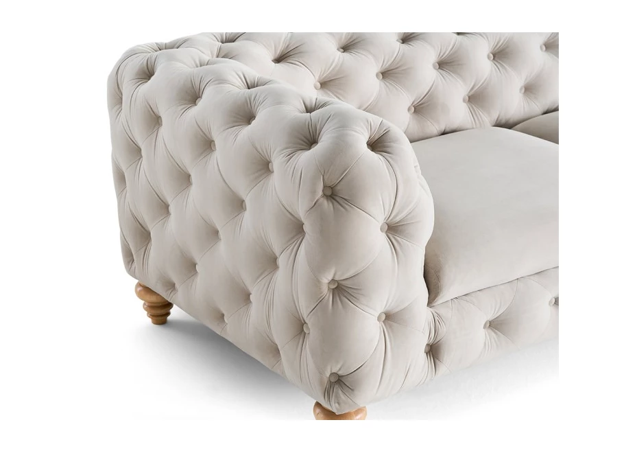 Sofa dwuosobowa pikowana TEO WOOD Chesterfield