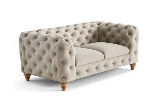 Sofa dwuosobowa pikowana TEO WOOD Chesterfield - design i funkcjonalnosc w parze