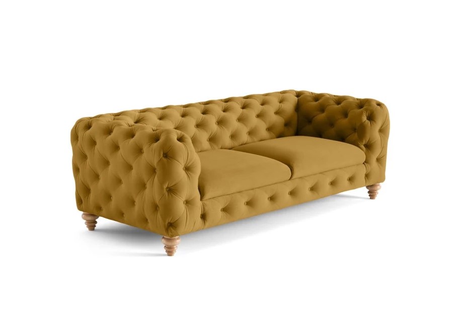 Sofa trzyosobowa pikowana TEO WOOD Chesterfield