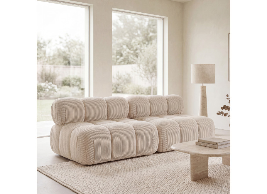 Stylowa sofa Novanti 3-osobowa sztruks, kremowa