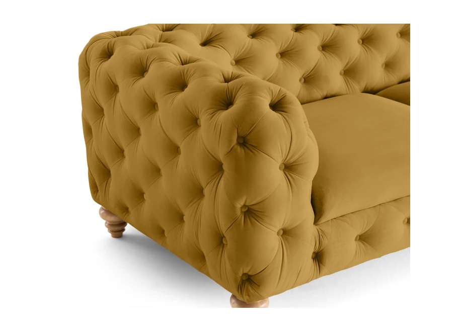 Sofa trzyosobowa pikowana TEO WOOD Chesterfield