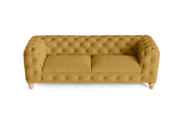 Sofa trzyosobowa pikowana TEO WOOD Chesterfield - wypoczynkowe