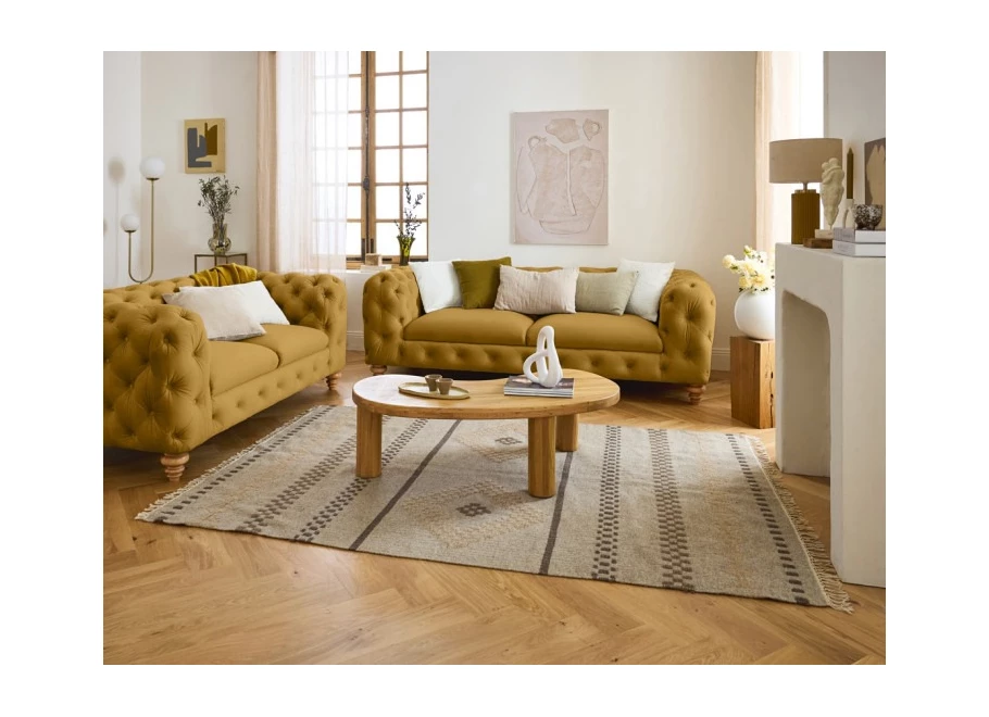 Sofa trzyosobowa pikowana TEO WOOD Chesterfield