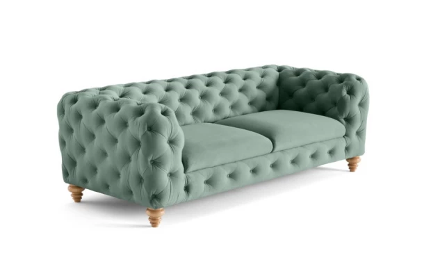 Sofa trzyosobowa pikowana TEO WOOD Chesterfield - funkcjonalne