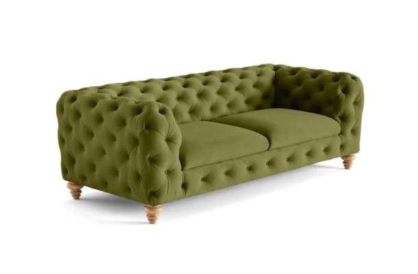 Sofa trzyosobowa pikowana TEO WOOD Chesterfield - wygodne