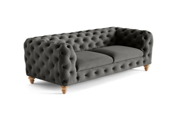 Sofa trzyosobowa pikowana TEO WOOD Chesterfield - praktyczne